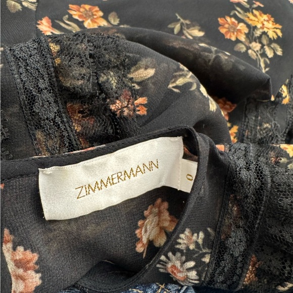 Zimmermann Sheer Floral Lace Blouse Black  Printed Top Size XS / 0 - Picture 4 of 10